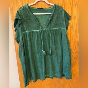 Green Smocked Women's Top